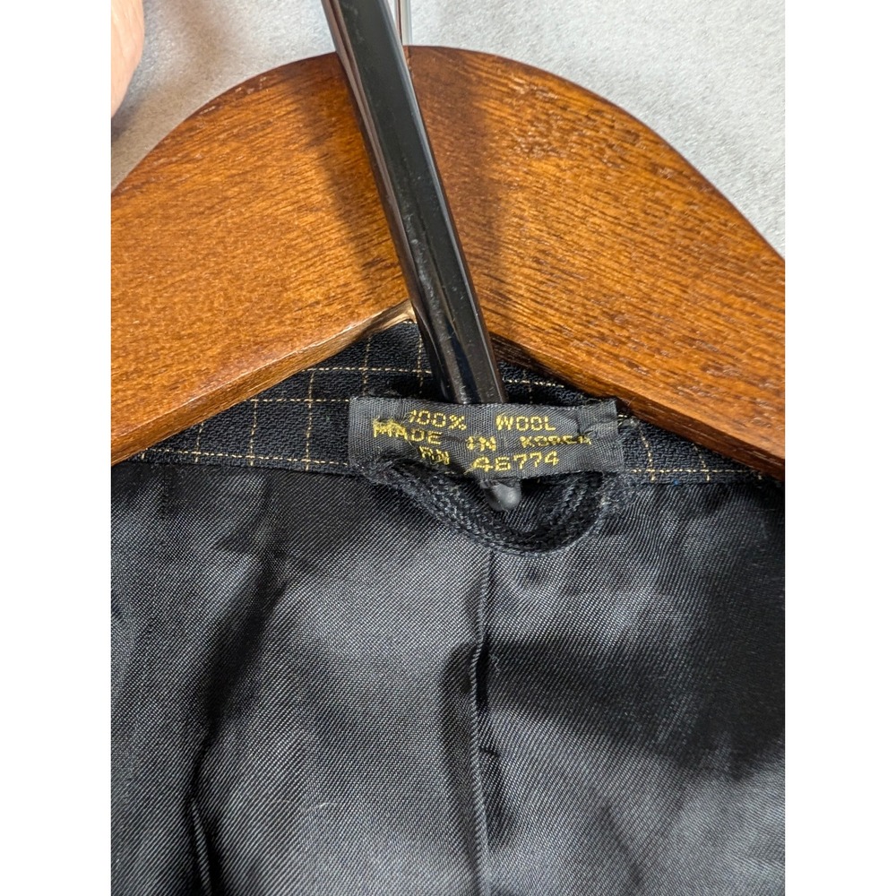Como Mens Wool Blazer Sport Coat Charcoal Black Grid Check Pattern Two Button - Picture 7 of 8